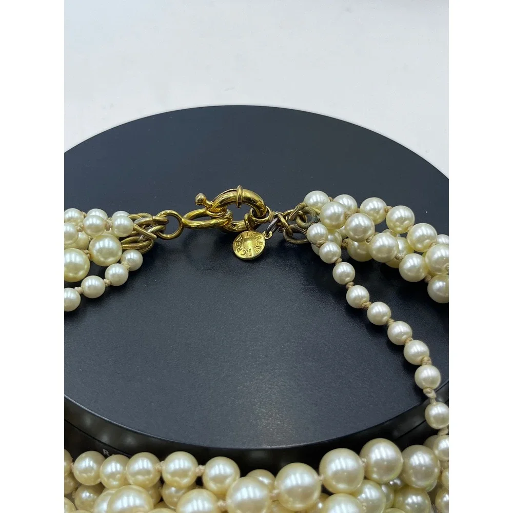 J. Crew Vintage MultiStrand Layered Cream Gold Tone Faux Pearl Necklace